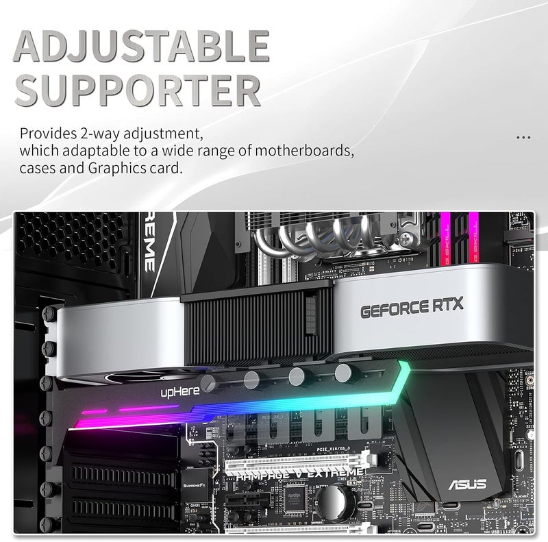 upHere 5V 3PIN Addressable RGB Graphics Card GPU Brace Support Video Card Sag Holder,Built-in 5V ARGB Strip,Adjustable Length and Height Support,G276ARGB - Image 3